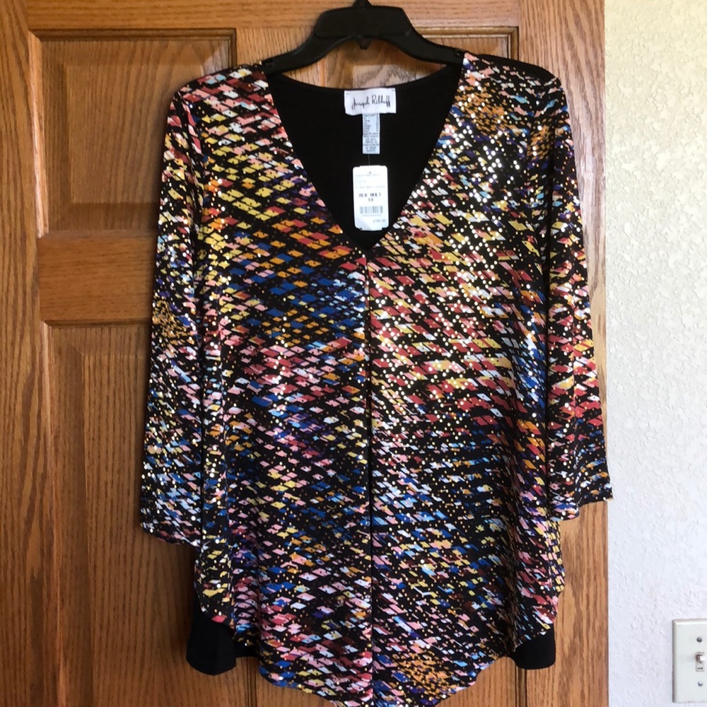 Joseph Ribkoff Black Multi Disco Top